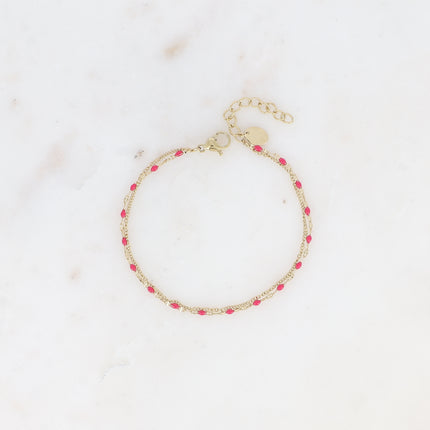 Bracelet 2 rangs - maille grain de café émaillée et forçat