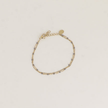 Bracelet 2 rangs - maille grain de café émaillée et forçat