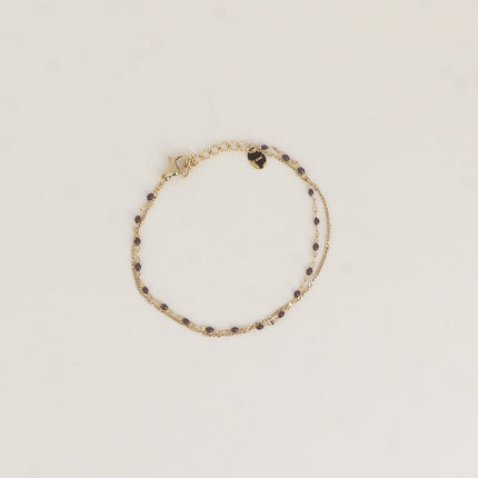Bracelet 2 rangs - maille grain de café émaillée et forçat