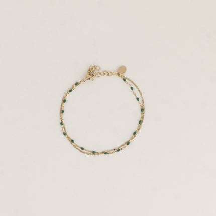 Bracelet 2 rangs - maille grain de café émaillée et forçat