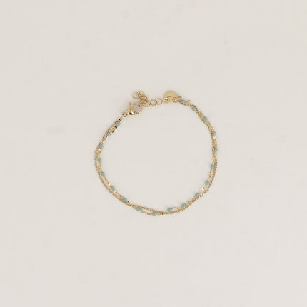 Bracelet 2 rangs - maille grain de café émaillée et forçat