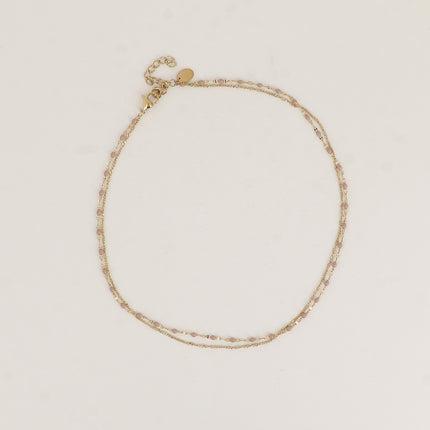 Choker/Bracelet 2 tours - maille grain de café aux touches émaillées et maille forçat