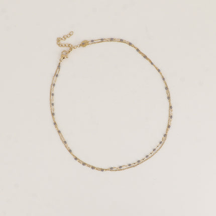 Choker/Bracelet 2 tours - maille grain de café aux touches émaillées et maille forçat