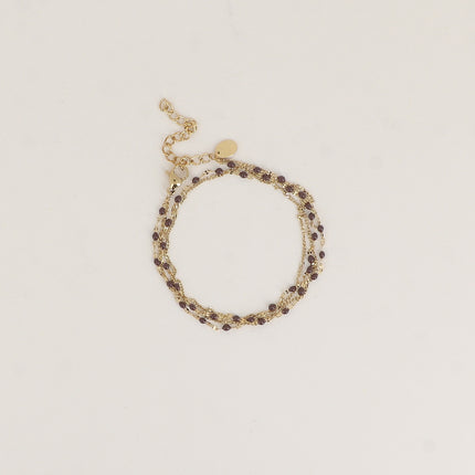 Choker/Bracelet 2 tours - maille grain de café aux touches émaillées et maille forçat