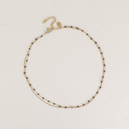 Choker/Bracelet 2 tours - maille grain de café aux touches émaillées et maille forçat