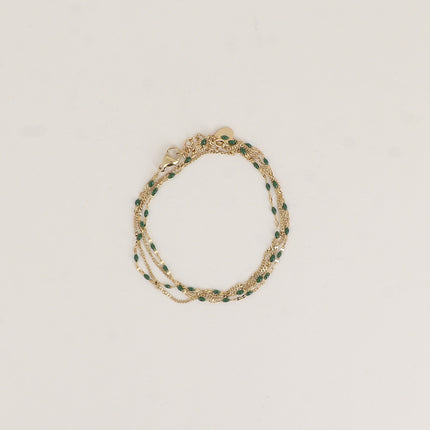 Choker/Bracelet 2 tours - maille grain de café aux touches émaillées et maille forçat