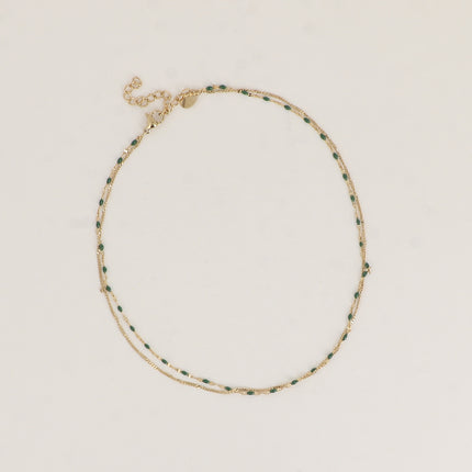 Choker/Bracelet 2 tours - maille grain de café aux touches émaillées et maille forçat