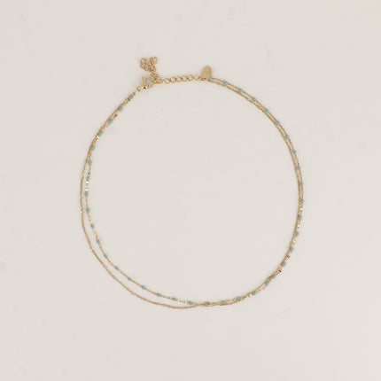 Choker/Bracelet 2 tours - maille grain de café aux touches émaillées et maille forçat