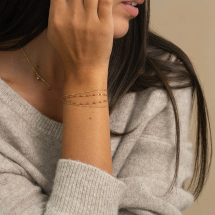 Choker/Bracelet 2 wraps - coffee bean link with enameled accents and curb link