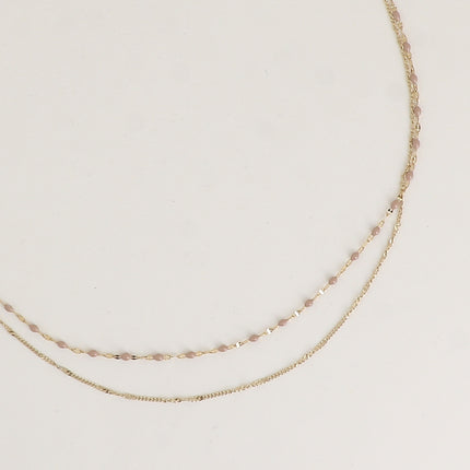 Collier 2 rangs - maille grain de café émaillée et forçat