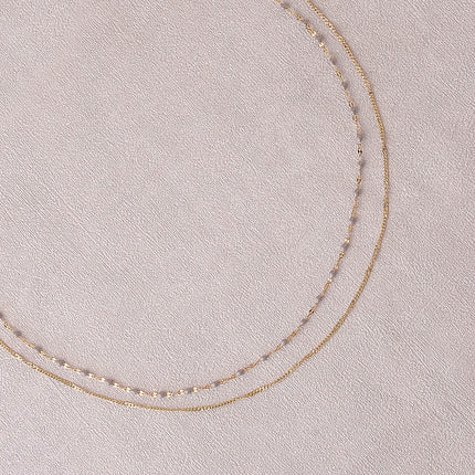 Collier 2 rangs - maille grain de café émaillée et forçat