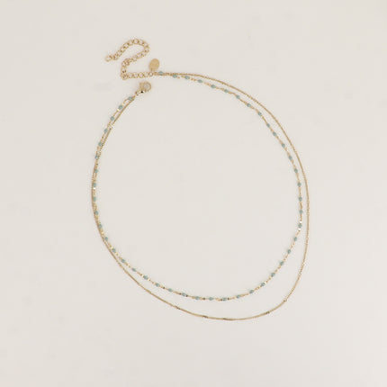 Collier 2 rangs - maille grain de café émaillée et forçat
