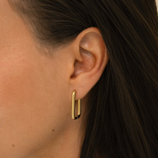 Creole earrings - rectangular ring 16x25mm