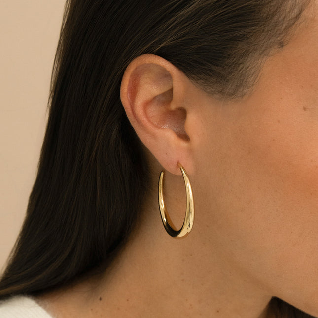Creole earrings - smooth crescent ring 4cm