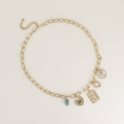 Collier - breloques (pierres naturelles, étoile, coeur)