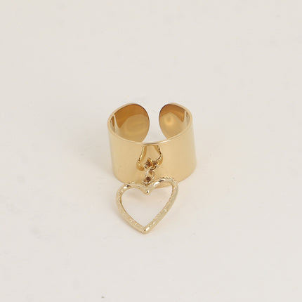 Bague large - pampille coeur ajouré