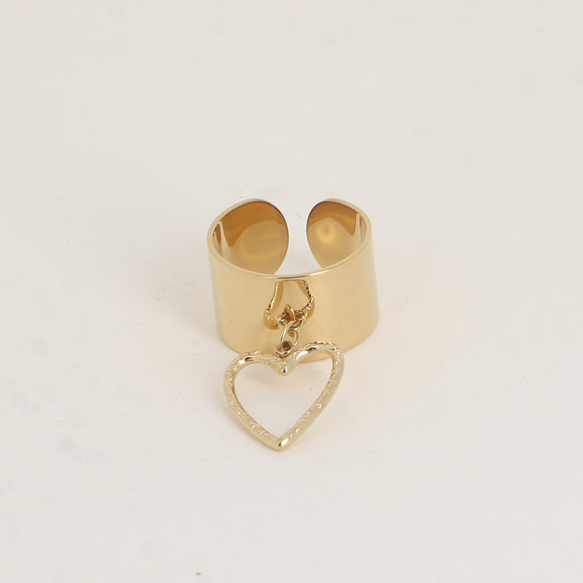 Bague large - pampille coeur ajouré
