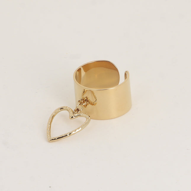 Bague large - pampille coeur ajouré