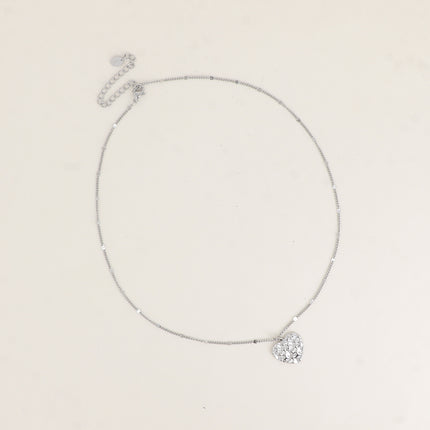 Collier - pendentif plat coeur martelé