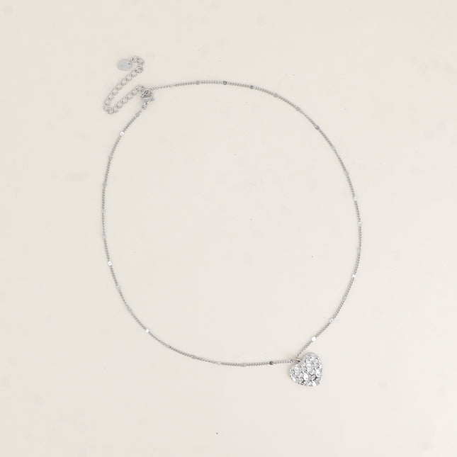 Collier - pendentif plat coeur martelé