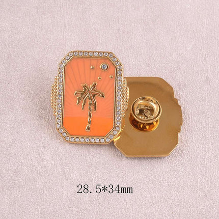 Pin's - grande pièce, palmier sur fond d'émail, oxydes de zirconium