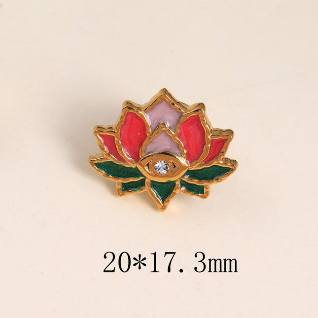 Pin's - lotus en émail et oeil avec cristal