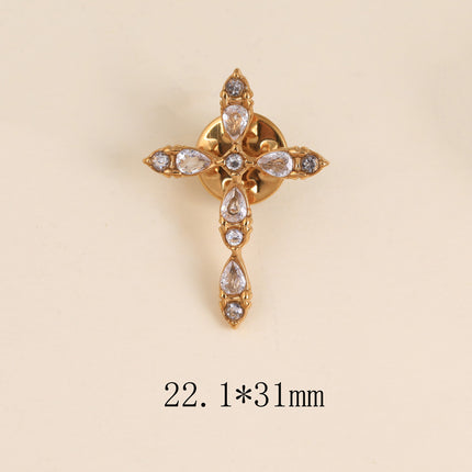 Pin's - croix religieuse avec cristaux