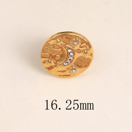 Pin's - médaillon rond, croissant de lune et étoiles avec cristaux