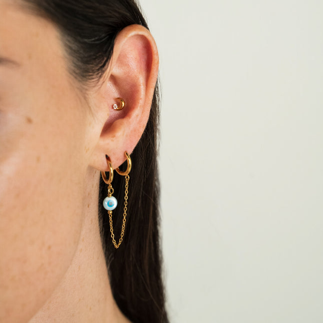Titanium piercing - moon and crystal