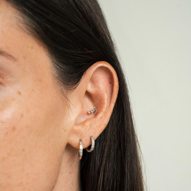 Titanium piercing - crystal star and 2 round crystals