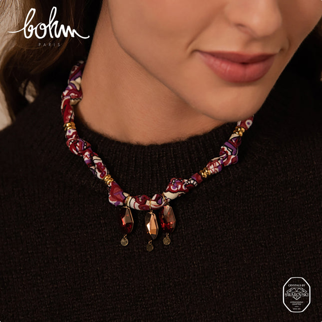 Tina Fabric Necklace - embellished with 3 Swarovski® crystals
