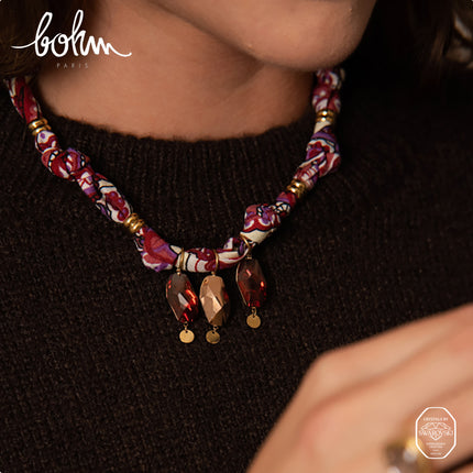 Tina Fabric Necklace - embellished with 3 Swarovski® crystals