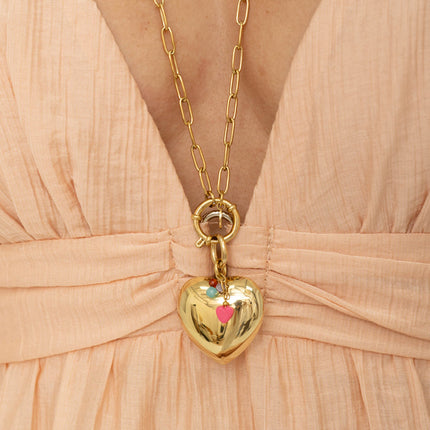 Necklace - large heart, glass paste charms