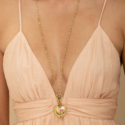 Necklace - large heart, glass paste charms