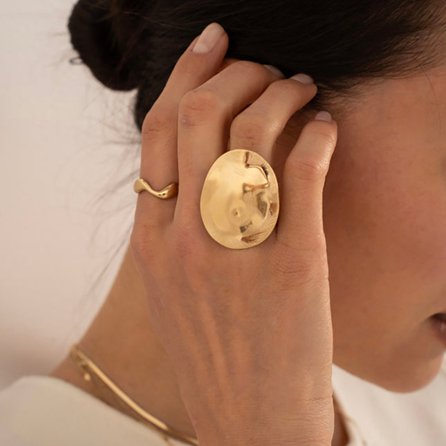 Freya ring - large wavy piece with a brushed effect