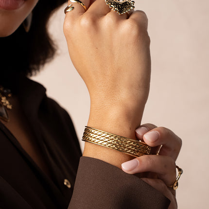 Lénaé bracelet - 3 wavy rows and 2 smooth bars
