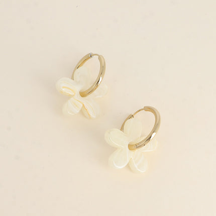Créoles - anneau simple et fleur en acétate coloré