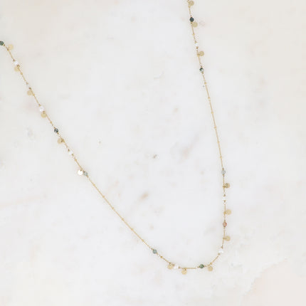 Syléa Necklace - natural stones, round charms