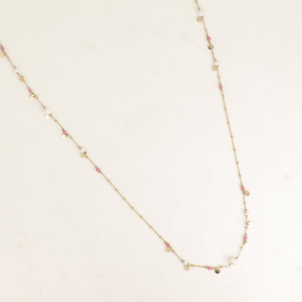 Syléa Necklace - natural stones, round charms