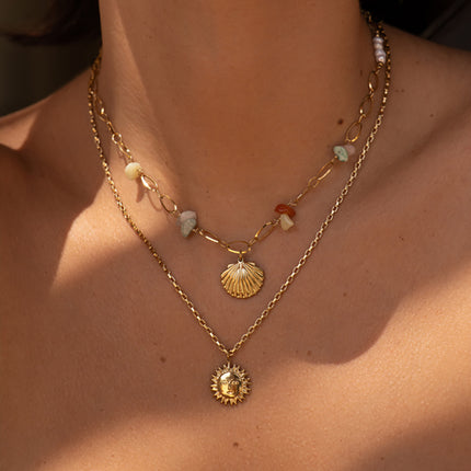 Collier Sanaé - pendentif soleil souriant