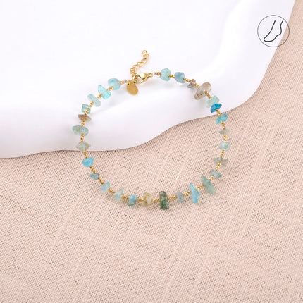Chevillère - perles rondes et pierres naturelles