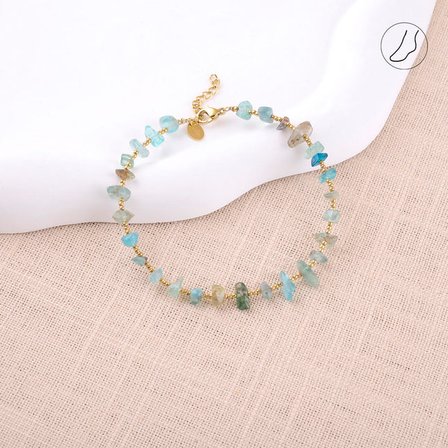 Chevillère - perles rondes et pierres naturelles
