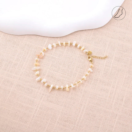 Chevillère - perles rondes et pierres naturelles