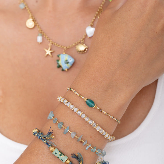 Bracelet sur cordon - pierres naturelles, fermoir coulissant