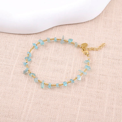 Bracelet - perles rondes et pierres naturelles