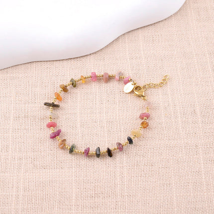 Bracelet - perles rondes et pierres naturelles