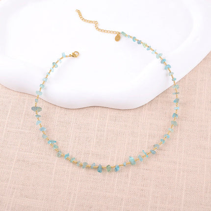 Collier - ras de cou, perles rondes et pierres naturelles