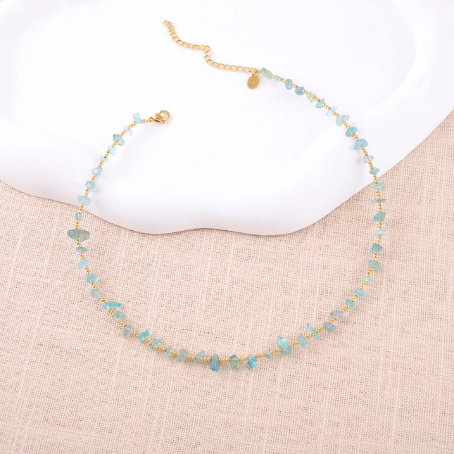 Collier - ras de cou, perles rondes et pierres naturelles