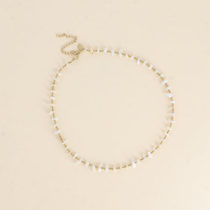 Collier - ras de cou, perles rondes et pierres naturelles