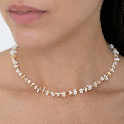 Collier - ras de cou, perles rondes et pierres naturelles